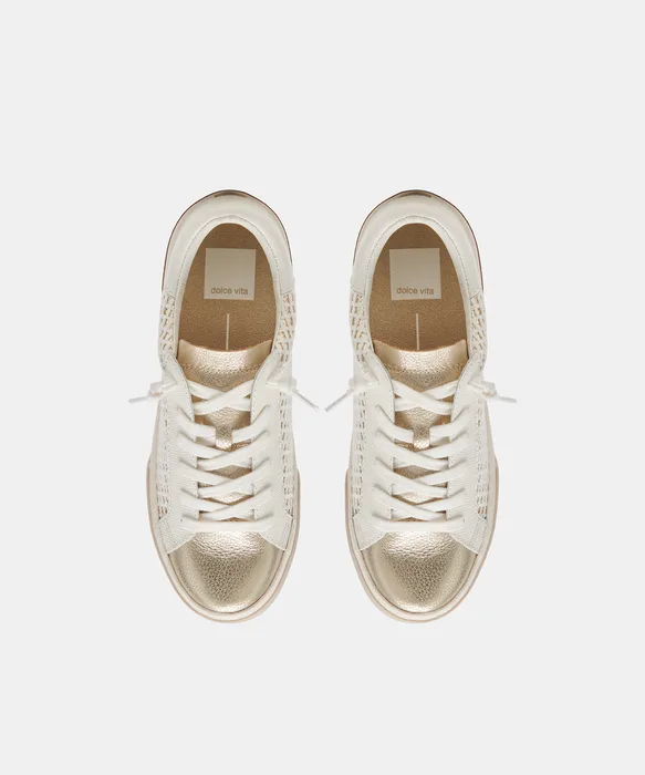 ZINA SNEAKERS BONE GOLD WOVEN — view 4